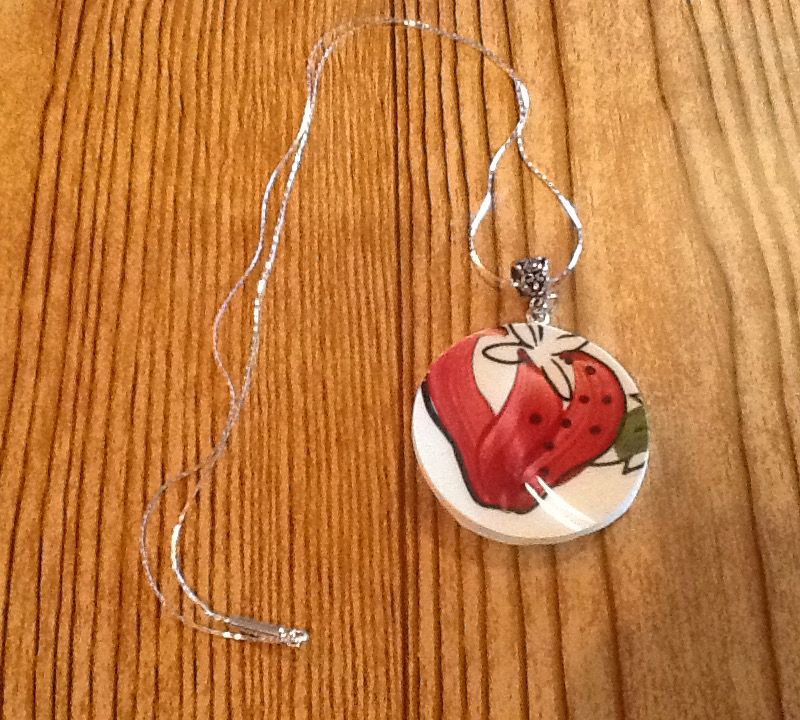 Strawberry broken blue ridge necklace