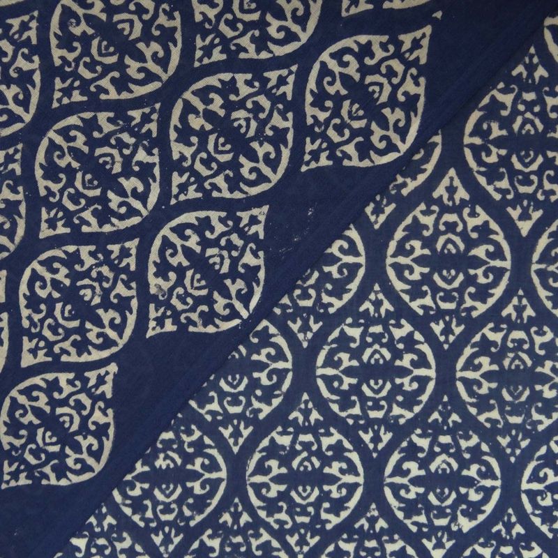 India hand block printed cotton fabric,  natural hand dyed organic colors
