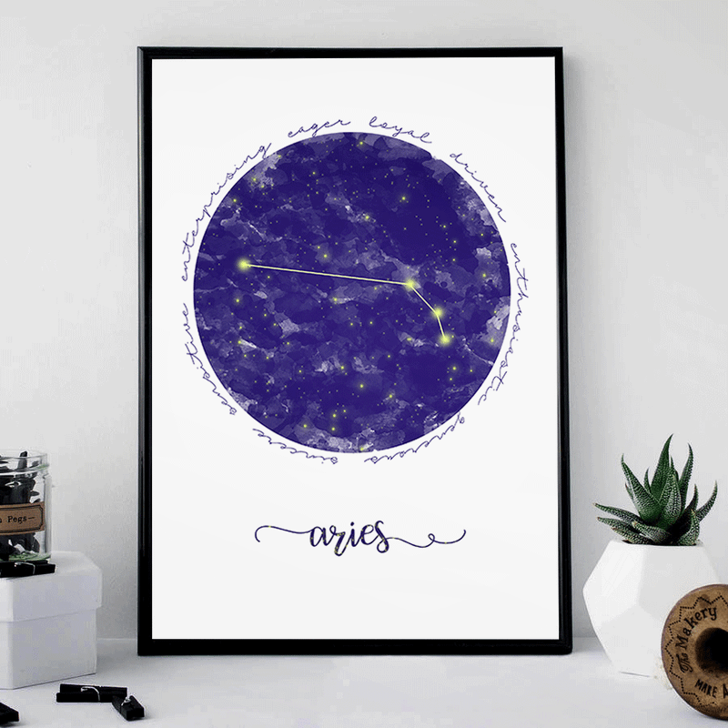 Aries zodiac sign printable wall art
