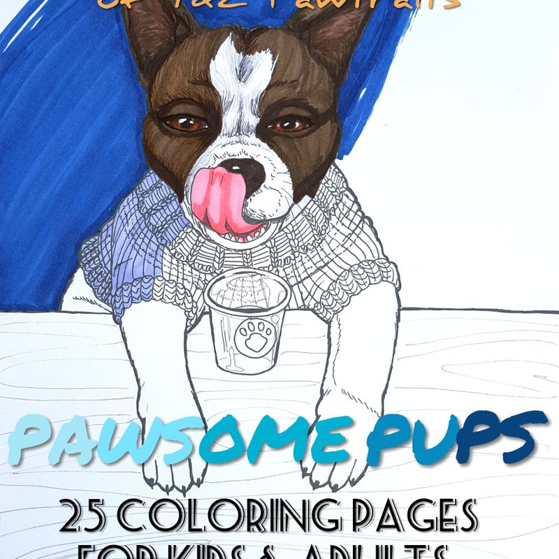 Pawsome Pups | Ready to Print Digital Coloring Book - 25 Unique Pages | Coloring for Adults and Kids | Dog Coloring Pages