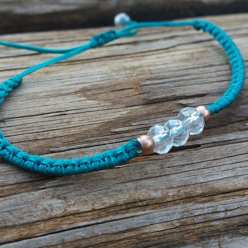 Turquoise Minimal Crystal macrame Bracelet