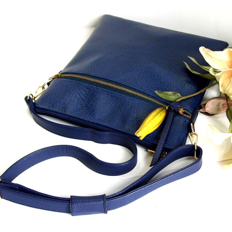 SOLD - Blue cross body bag, Vegan leather crossbody bag, Satchel handbag, Royal blue shoulder handbag, Faux leather, Gift for her